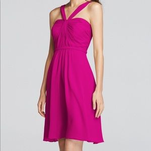 A v neck chiffon short dress.